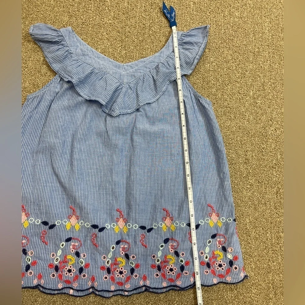 ⚡️3/$20⚡️Gap Kids: Girls' Embroidered Blue / White Tank Top, Size XL